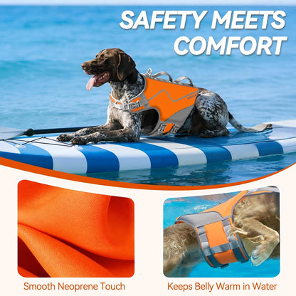Dog Life Vest Neoprene Dog Swim Vest, XL, Cyra Blue