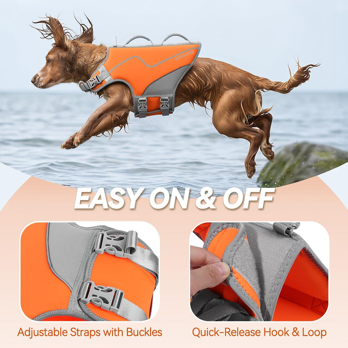 Dog Life Vest Neoprene Dog Swim Vest, XL, Cyra Blue
