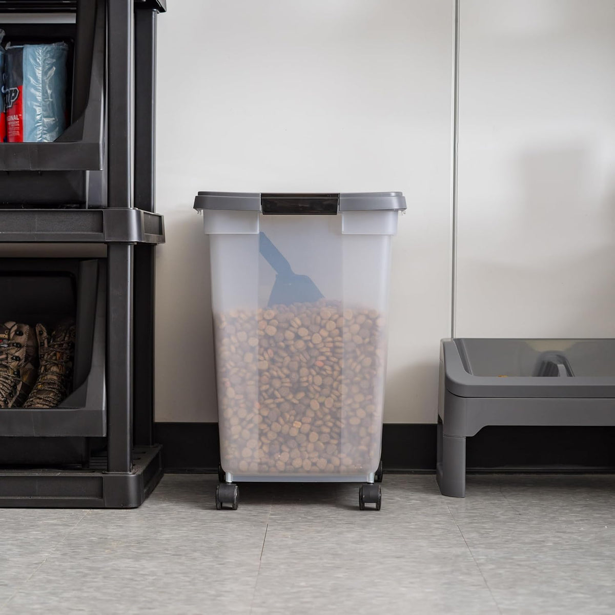 Dog Food Storage Container, Up to 50 lbs, Dark Gray, Made in USA