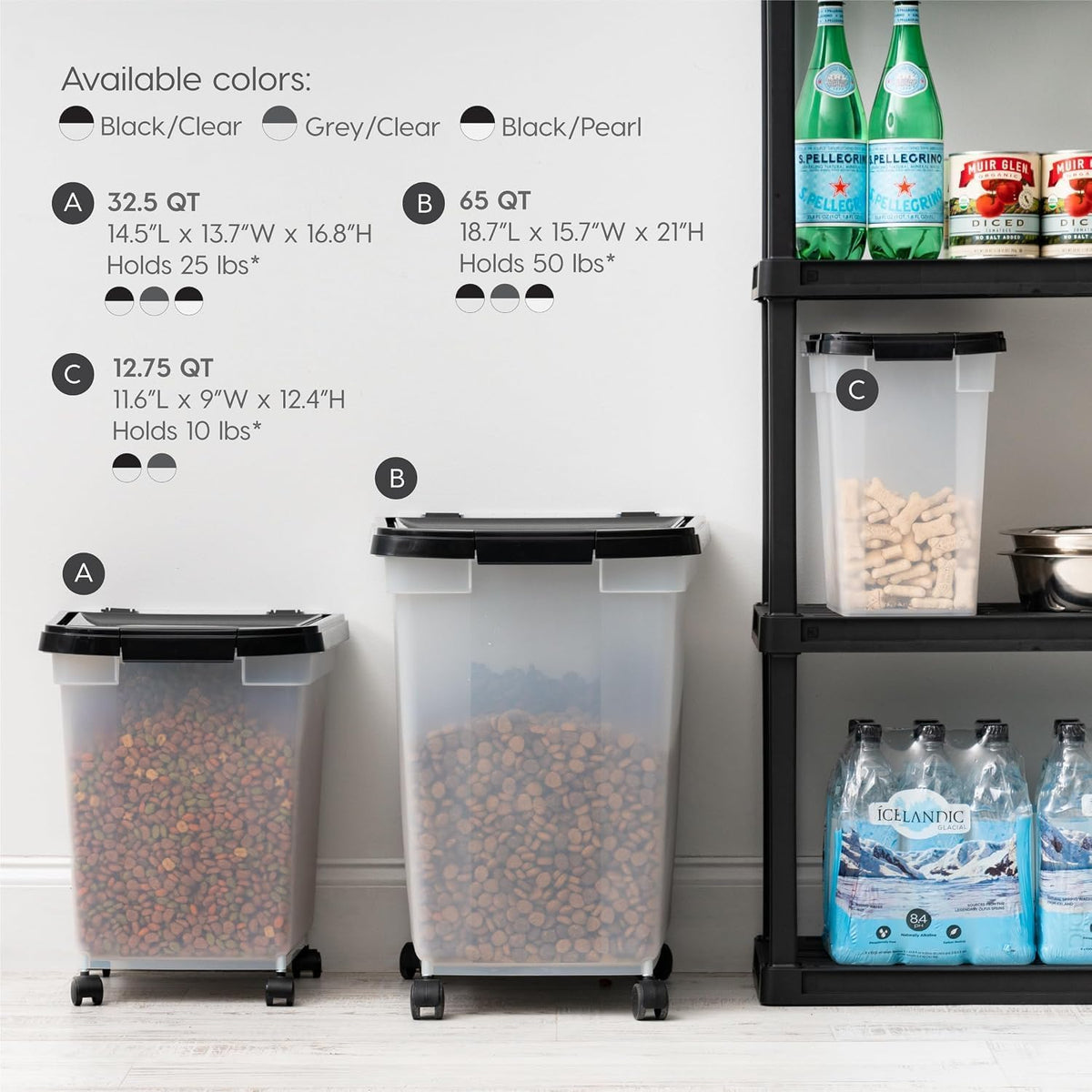 Dog Food Storage Container, Up to 50 lbs, Dark Gray, Made in USA