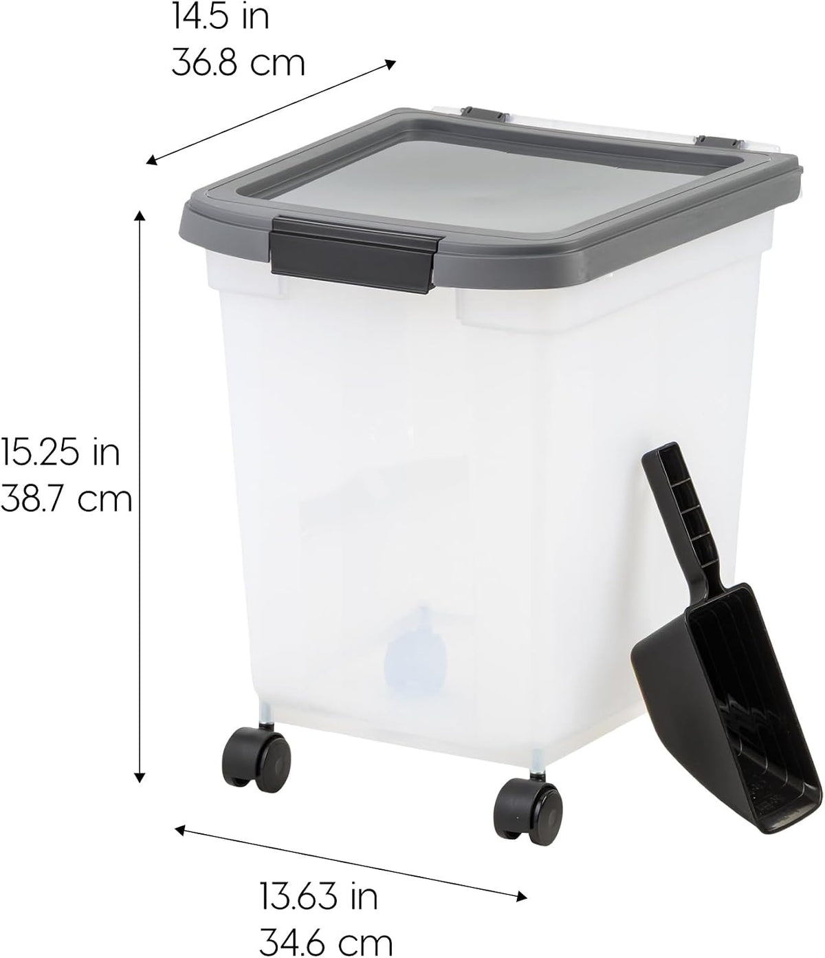 Dog Food Storage Container, Up to 50 lbs, Dark Gray, Made in USA