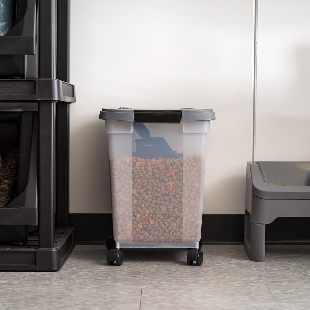 Dog Food Storage Container, Up to 50 lbs, Dark Gray, Made in USA
