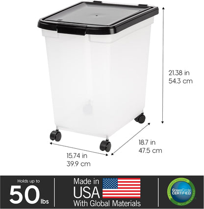 Dog Food Storage Container, Up to 50 lbs, Dark Gray, Made in USA