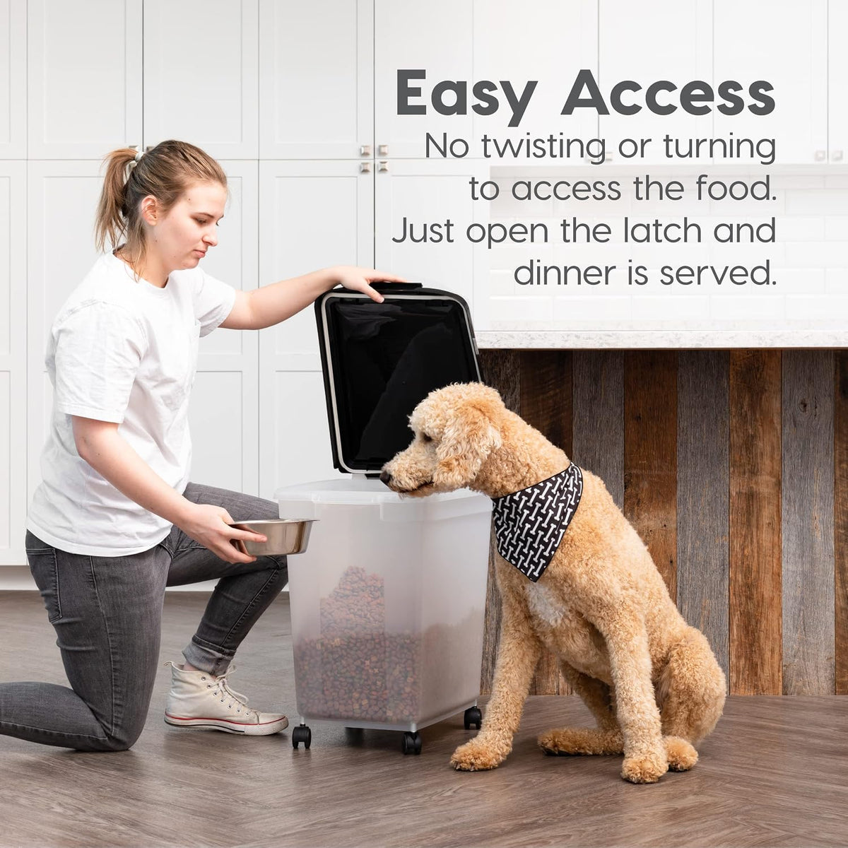 Dog Food Storage Container, Up to 50 lbs, Dark Gray, Made in USA