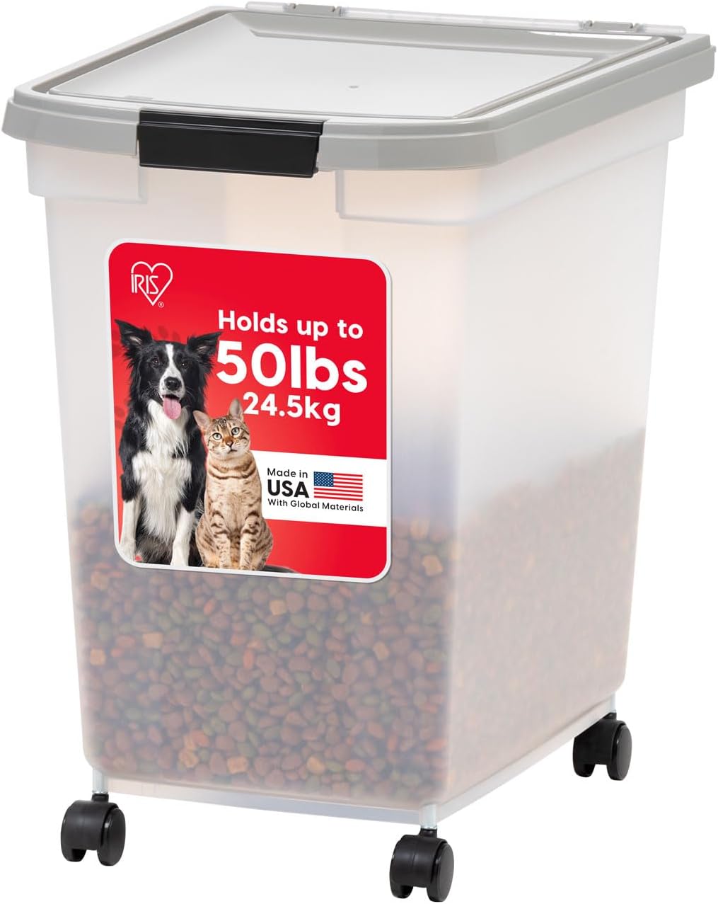 Dog Food Storage Container, Up to 50 lbs, Dark Gray, Made in USA