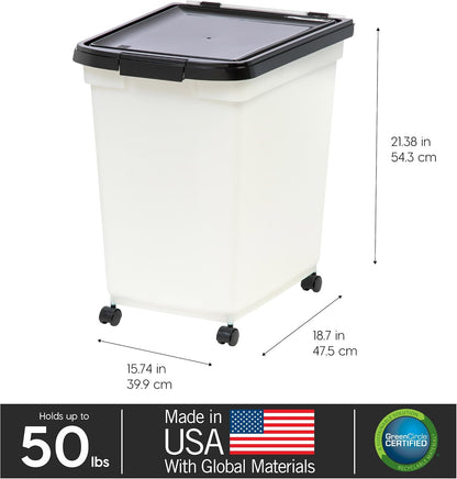 Dog Food Storage Container, Up to 50 lbs, Dark Gray, Made in USA