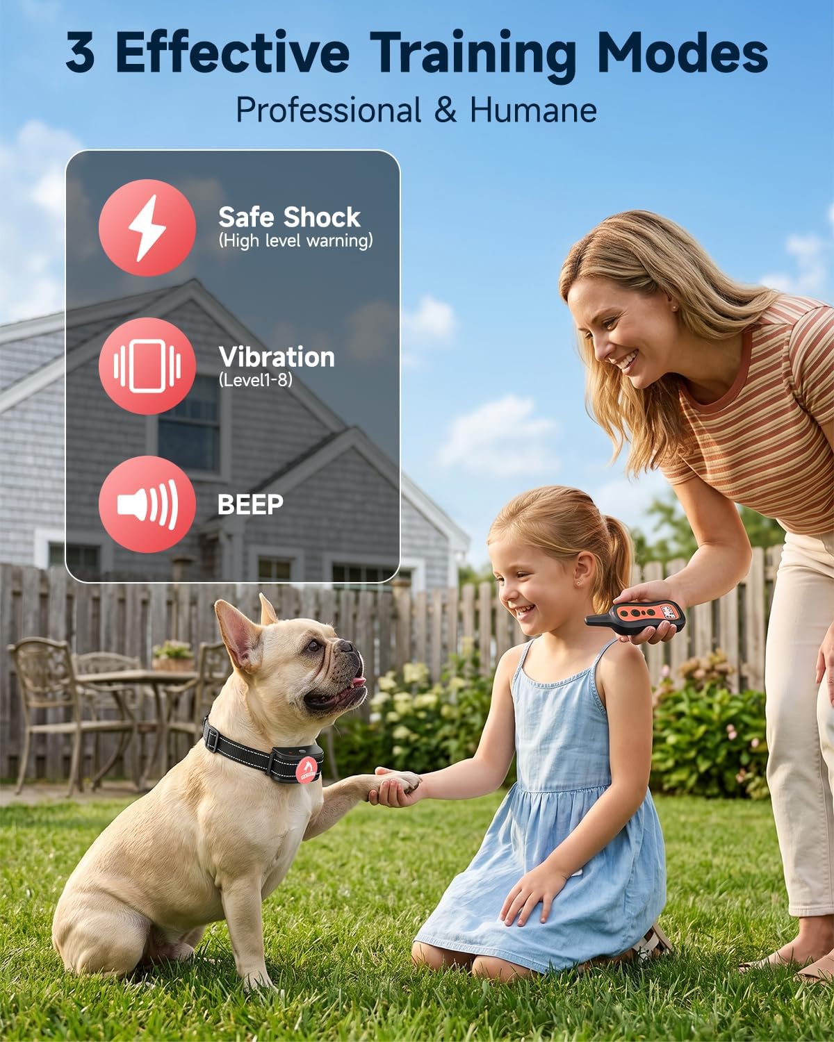 Dog Training Collar Shock Collar with Remote - 3 Training Modes, Beep, Vibration and Shock, Up to 1000 ft Remote Range, Rainproof for Small Medium Large Dogs