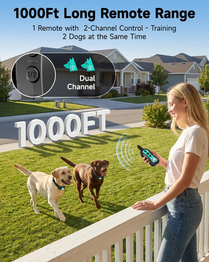 Dog Training Collar Shock Collar with Remote - 3 Training Modes, Beep, Vibration and Shock, Up to 1000 ft Remote Range, Rainproof for Small Medium Large Dogs