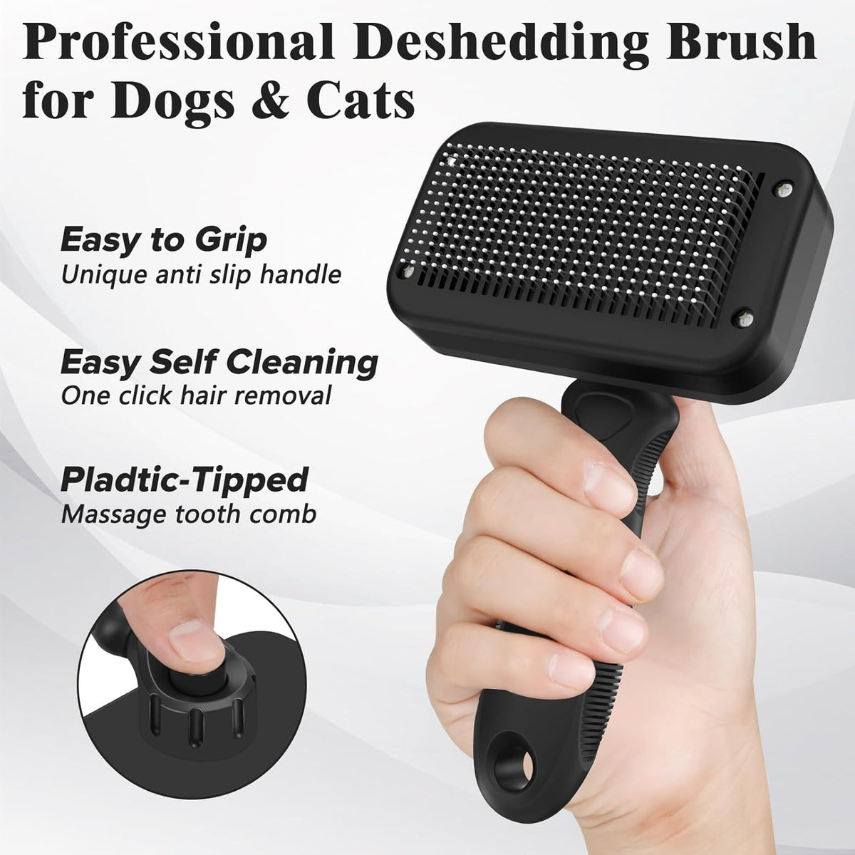 2PCS Self Cleaning Slicker Brush & Dog Comb - Skin Friendly Deshedding Grooming Tool for Dogs, Cats and Small Animals, Professional Deshedding Dematting Tool for Long and Short Haired Pets (Blue)