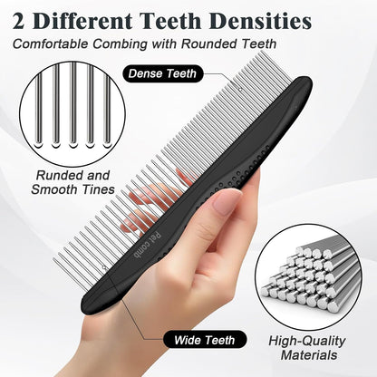 2PCS Self Cleaning Slicker Brush & Dog Comb - Skin Friendly Deshedding Grooming Tool for Dogs, Cats and Small Animals, Professional Deshedding Dematting Tool for Long and Short Haired Pets (Blue)