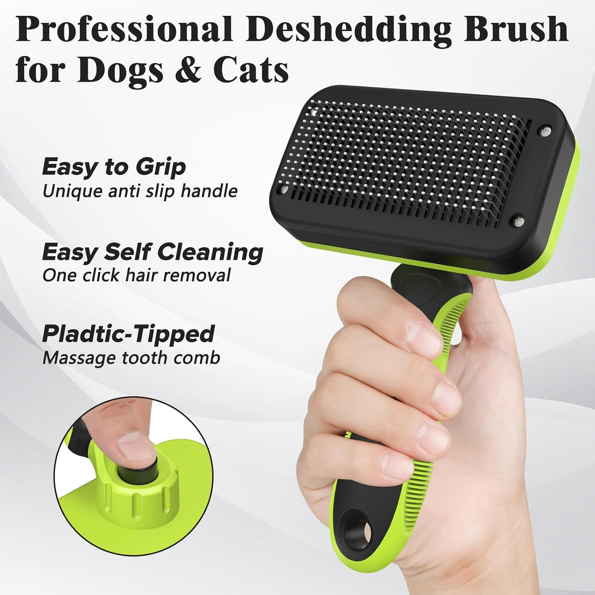 2PCS Self Cleaning Slicker Brush & Dog Comb - Skin Friendly Deshedding Grooming Tool for Dogs, Cats and Small Animals, Professional Deshedding Dematting Tool for Long and Short Haired Pets (Blue)