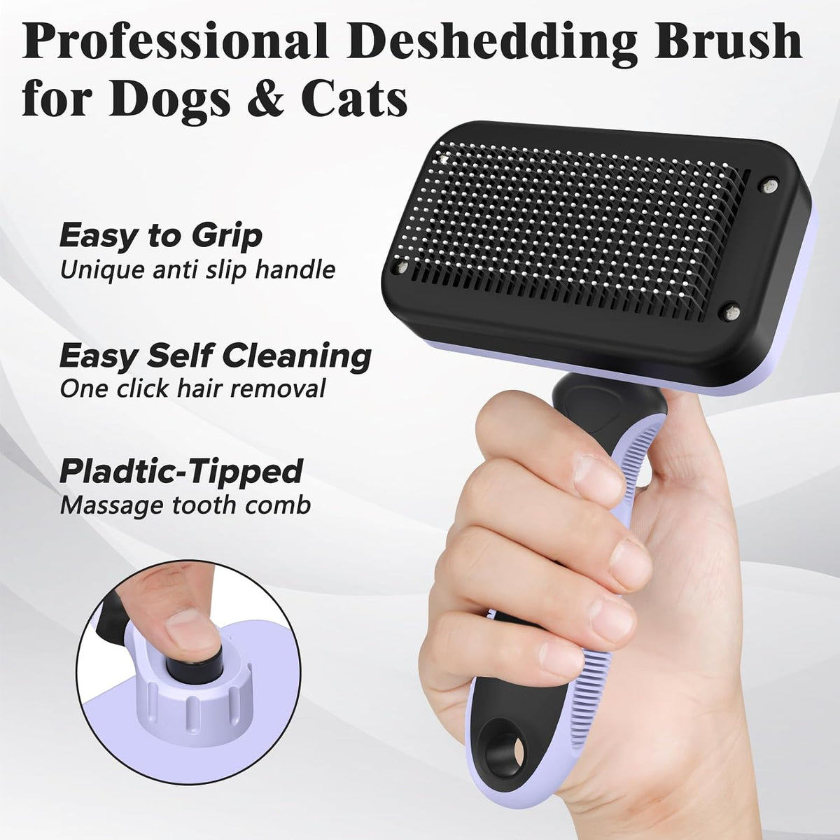 2PCS Self Cleaning Slicker Brush & Dog Comb - Skin Friendly Deshedding Grooming Tool for Dogs, Cats and Small Animals, Professional Deshedding Dematting Tool for Long and Short Haired Pets (Blue)