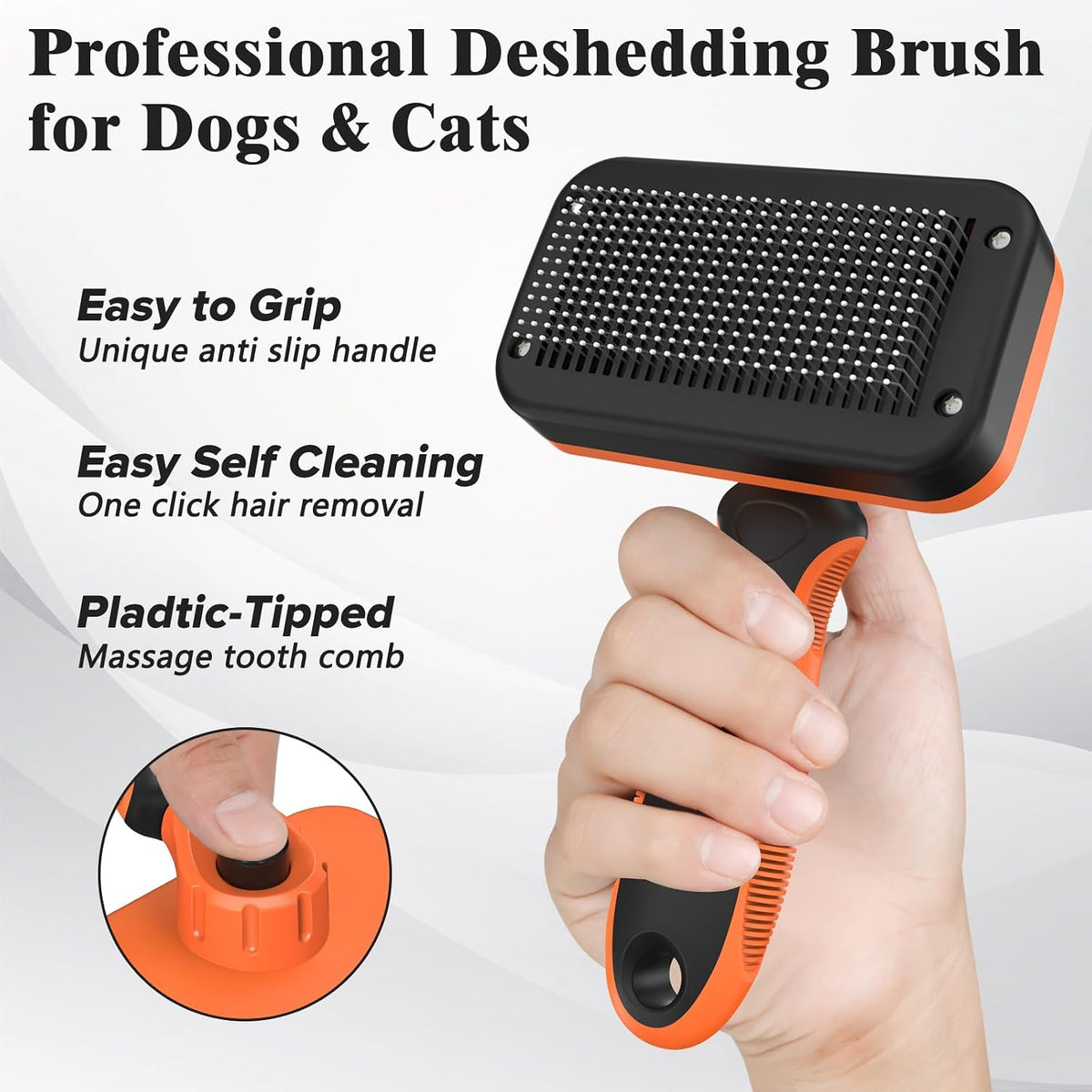 2PCS Self Cleaning Slicker Brush & Dog Comb - Skin Friendly Deshedding Grooming Tool for Dogs, Cats and Small Animals, Professional Deshedding Dematting Tool for Long and Short Haired Pets (Blue)