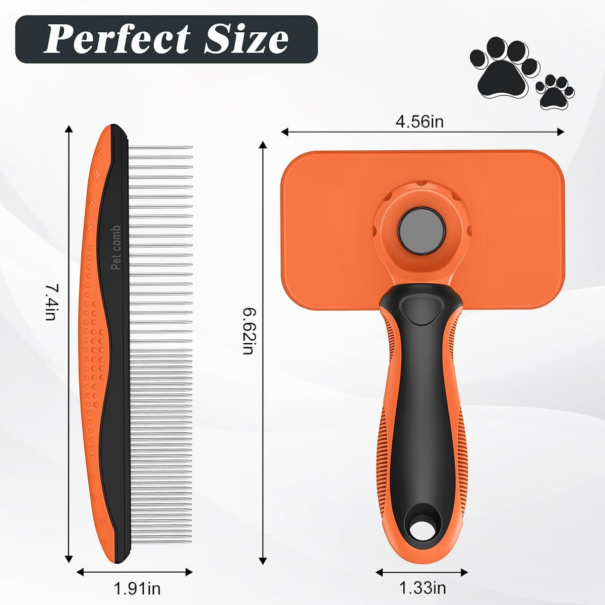 2PCS Self Cleaning Slicker Brush & Dog Comb - Skin Friendly Deshedding Grooming Tool for Dogs, Cats and Small Animals, Professional Deshedding Dematting Tool for Long and Short Haired Pets (Blue)