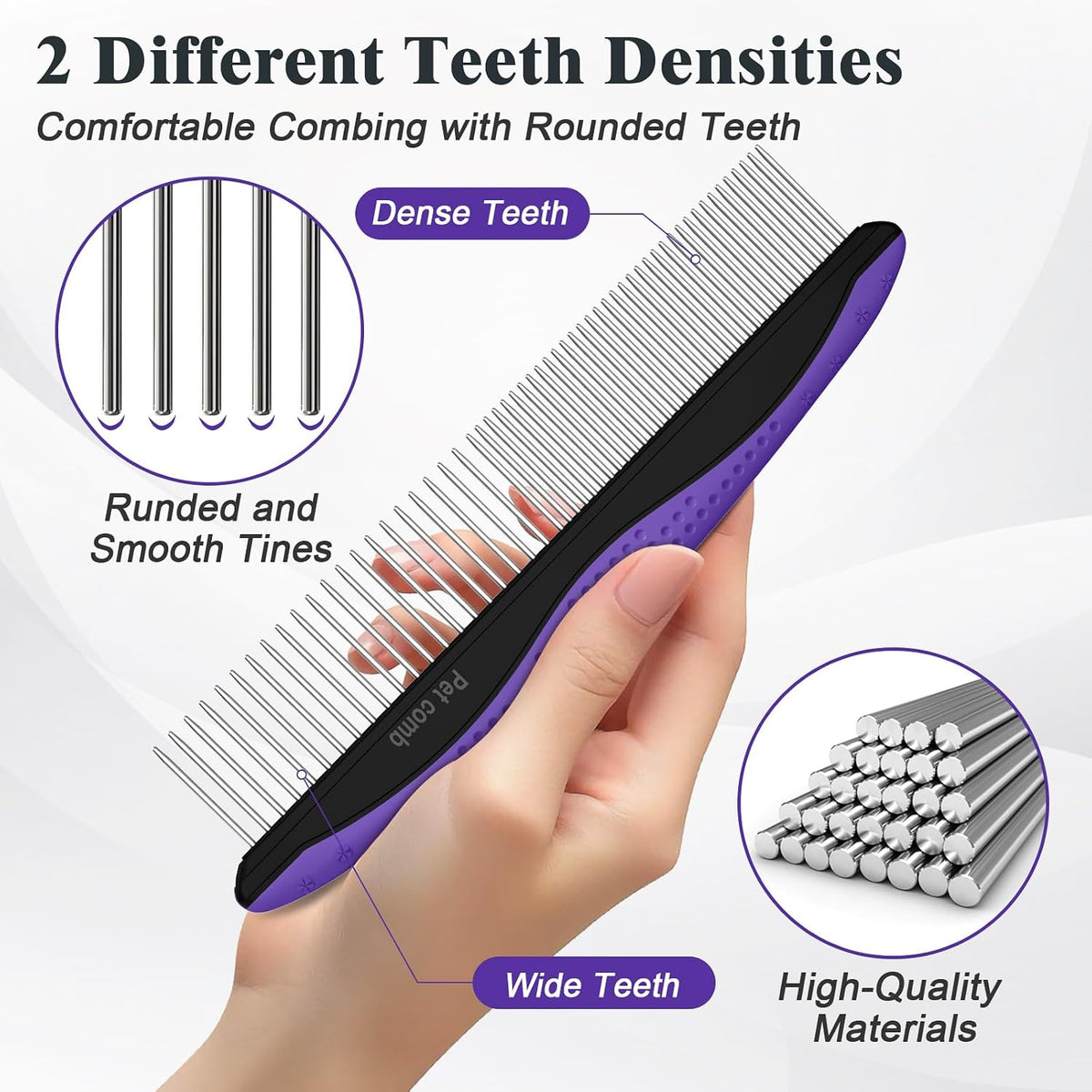 2PCS Self Cleaning Slicker Brush & Dog Comb - Skin Friendly Deshedding Grooming Tool for Dogs, Cats and Small Animals, Professional Deshedding Dematting Tool for Long and Short Haired Pets (Blue)