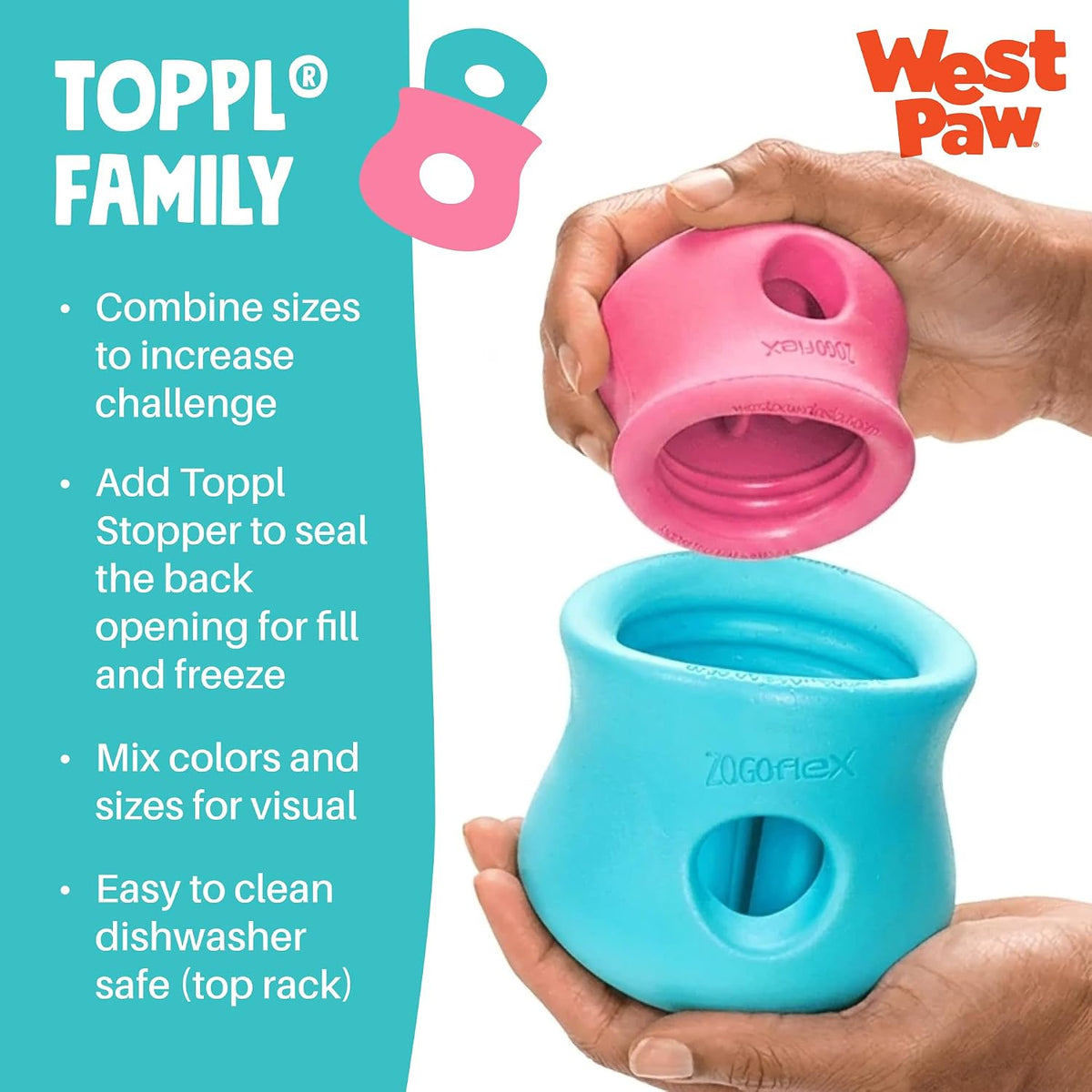 Zogoflex Toppl Interactive Treat Dispensing Puzzle Dog Toy for Mental Stimulation & Enrichment-Holds Kibble & Treats-Lickable, Freezable & Dishwasher Safe-Made in USA-Small-Granny Smith Green