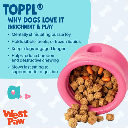 Zogoflex Toppl Interactive Treat Dispensing Puzzle Dog Toy for Mental Stimulation & Enrichment-Holds Kibble & Treats-Lickable, Freezable & Dishwasher Safe-Made in USA-Small-Granny Smith Green