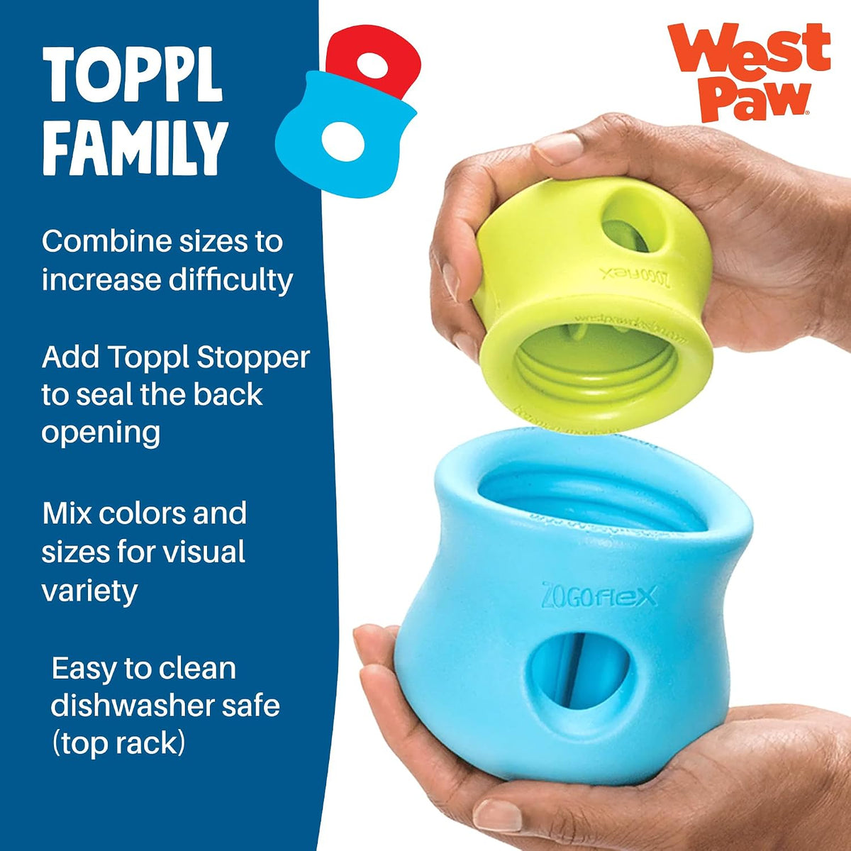Zogoflex Toppl Interactive Treat Dispensing Puzzle Dog Toy for Mental Stimulation & Enrichment-Holds Kibble & Treats-Lickable, Freezable & Dishwasher Safe-Made in USA-Small-Granny Smith Green