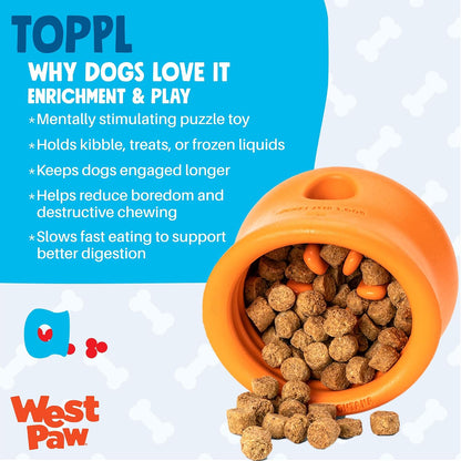 Zogoflex Toppl Interactive Treat Dispensing Puzzle Dog Toy for Mental Stimulation & Enrichment-Holds Kibble & Treats-Lickable, Freezable & Dishwasher Safe-Made in USA-Small-Granny Smith Green