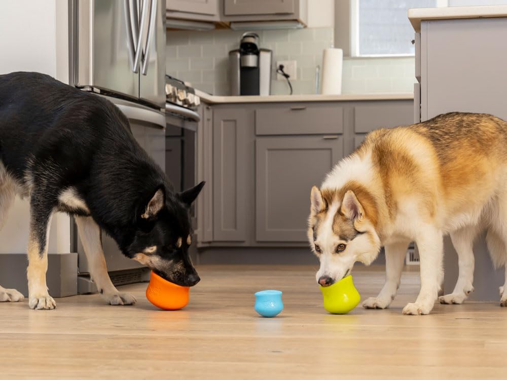 Zogoflex Toppl Interactive Treat Dispensing Puzzle Dog Toy for Mental Stimulation & Enrichment-Holds Kibble & Treats-Lickable, Freezable & Dishwasher Safe-Made in USA-Small-Granny Smith Green