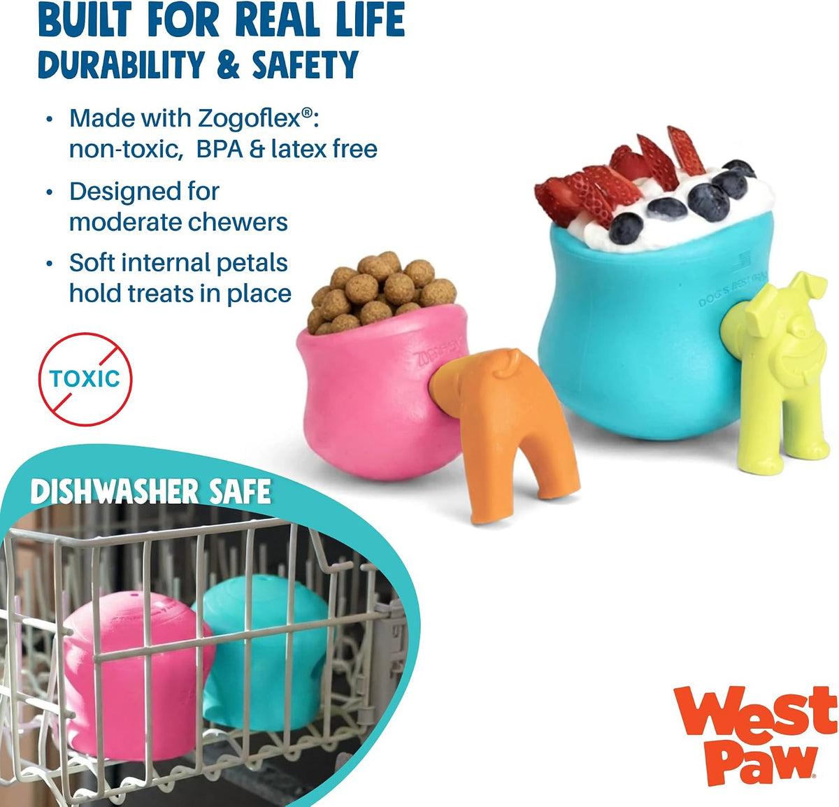 Zogoflex Toppl Interactive Treat Dispensing Puzzle Dog Toy for Mental Stimulation & Enrichment-Holds Kibble & Treats-Lickable, Freezable & Dishwasher Safe-Made in USA-Small-Granny Smith Green