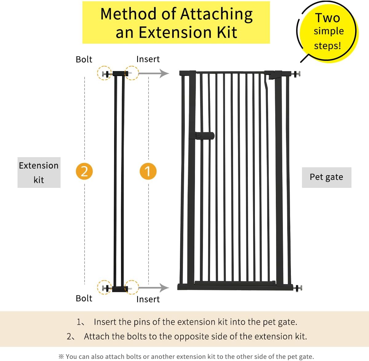 Extra Tall Cat Gate 55.12" High 26.18"-29.91" Wide Pet Gate Black | Dog Gate for Doorway Hallway Stairs Pressure Mounted Extra Wide 1.37" Gap No Drilling Auto-Close One-Handed Operation