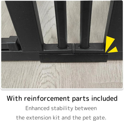 Extra Tall Cat Gate 55.12" High 26.18"-29.91" Wide Pet Gate Black | Dog Gate for Doorway Hallway Stairs Pressure Mounted Extra Wide 1.37" Gap No Drilling Auto-Close One-Handed Operation