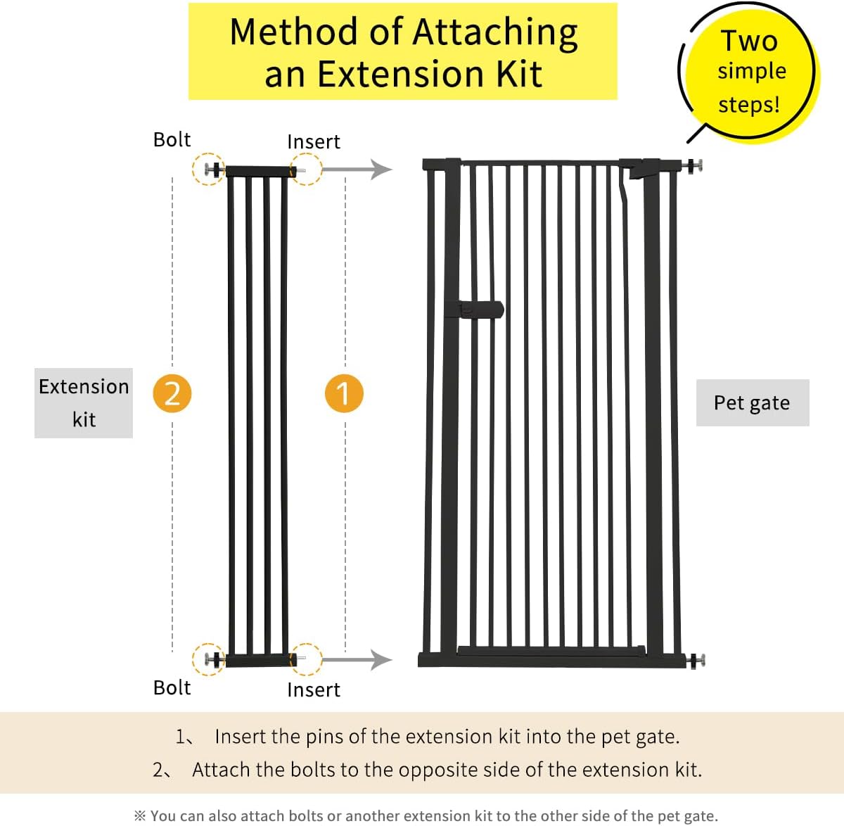 Extra Tall Cat Gate 55.12" High 26.18"-29.91" Wide Pet Gate Black | Dog Gate for Doorway Hallway Stairs Pressure Mounted Extra Wide 1.37" Gap No Drilling Auto-Close One-Handed Operation