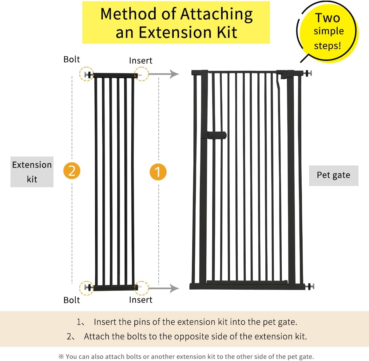 Extra Tall Cat Gate 55.12" High 26.18"-29.91" Wide Pet Gate Black | Dog Gate for Doorway Hallway Stairs Pressure Mounted Extra Wide 1.37" Gap No Drilling Auto-Close One-Handed Operation