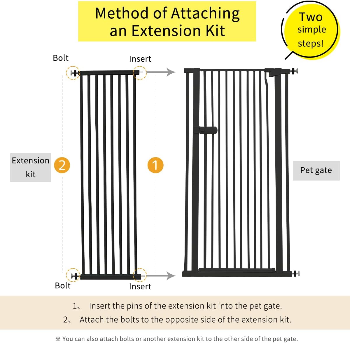 Extra Tall Cat Gate 55.12" High 26.18"-29.91" Wide Pet Gate Black | Dog Gate for Doorway Hallway Stairs Pressure Mounted Extra Wide 1.37" Gap No Drilling Auto-Close One-Handed Operation