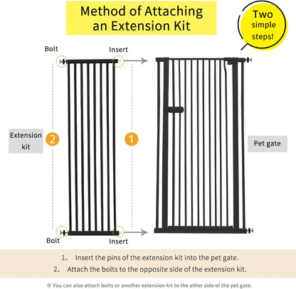 Extra Tall Cat Gate 55.12" High 26.18"-29.91" Wide Pet Gate Black | Dog Gate for Doorway Hallway Stairs Pressure Mounted Extra Wide 1.37" Gap No Drilling Auto-Close One-Handed Operation