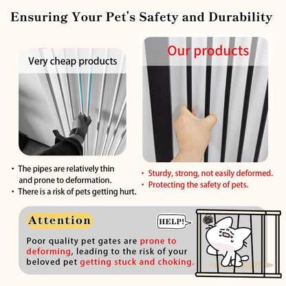 Extra Tall Cat Gate 55.12" High 26.18"-29.91" Wide Pet Gate Black | Dog Gate for Doorway Hallway Stairs Pressure Mounted Extra Wide 1.37" Gap No Drilling Auto-Close One-Handed Operation