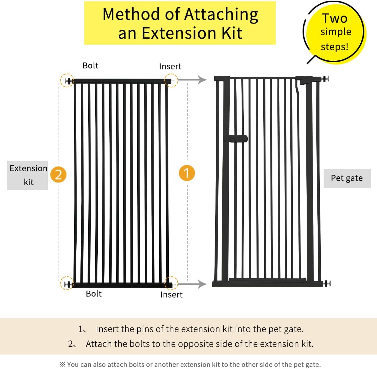 Extra Tall Cat Gate 55.12" High 26.18"-29.91" Wide Pet Gate Black | Dog Gate for Doorway Hallway Stairs Pressure Mounted Extra Wide 1.37" Gap No Drilling Auto-Close One-Handed Operation