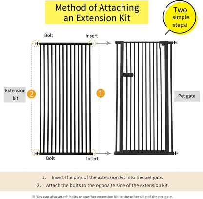 Extra Tall Cat Gate 55.12" High 26.18"-29.91" Wide Pet Gate Black | Dog Gate for Doorway Hallway Stairs Pressure Mounted Extra Wide 1.37" Gap No Drilling Auto-Close One-Handed Operation