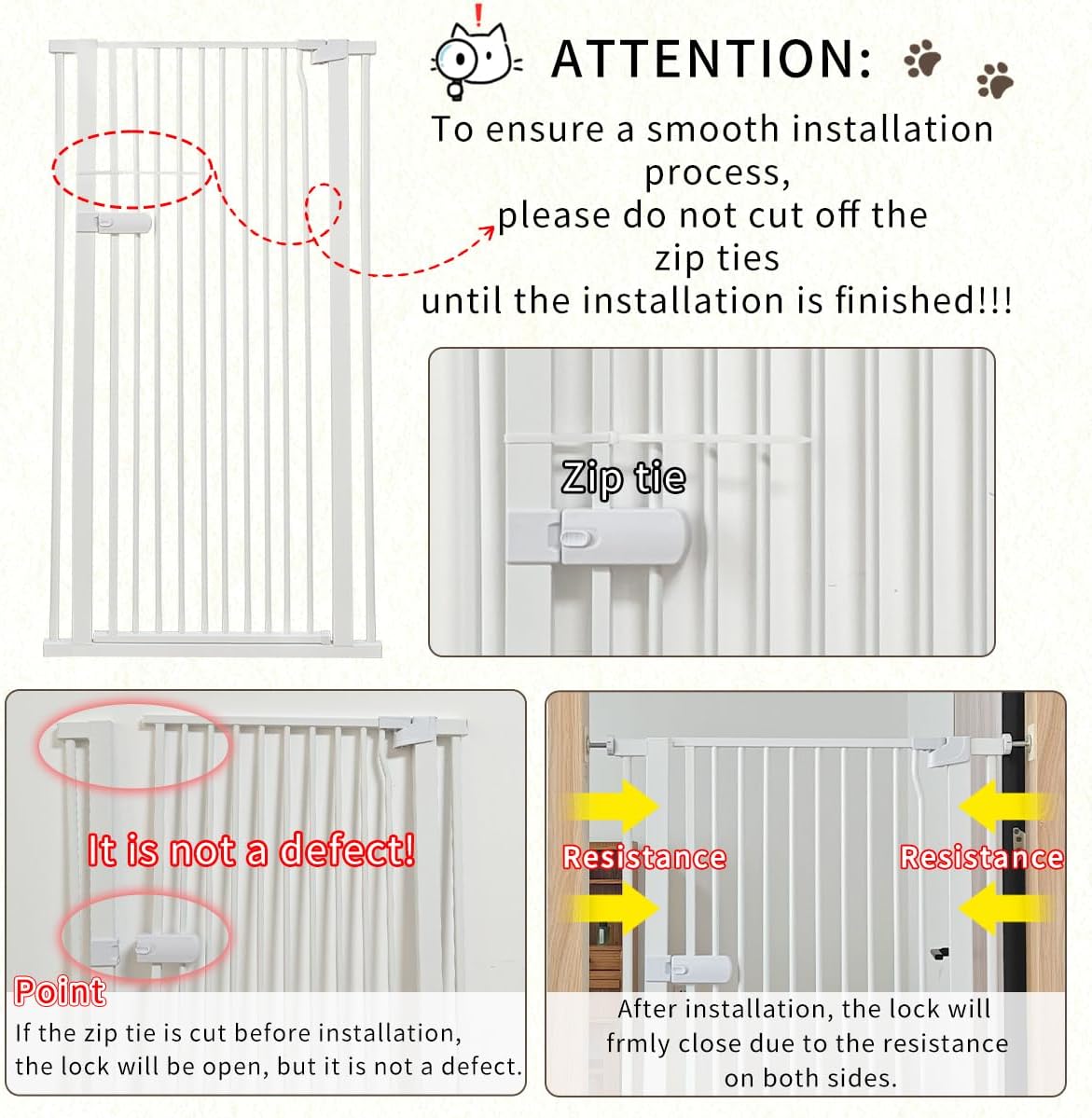 Extra Tall Cat Gate 55.12" High 26.18"-29.91" Wide Pet Gate Black | Dog Gate for Doorway Hallway Stairs Pressure Mounted Extra Wide 1.37" Gap No Drilling Auto-Close One-Handed Operation