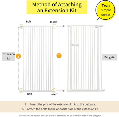 Extra Tall Cat Gate 55.12" High 26.18"-29.91" Wide Pet Gate Black | Dog Gate for Doorway Hallway Stairs Pressure Mounted Extra Wide 1.37" Gap No Drilling Auto-Close One-Handed Operation