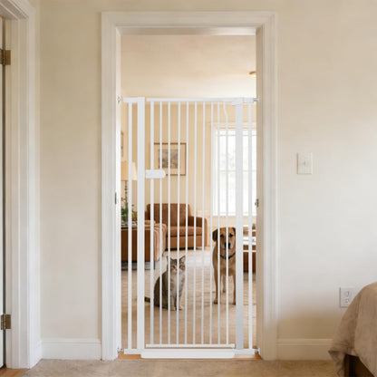 Extra Tall Cat Gate 55.12" High 26.18"-29.91" Wide Pet Gate Black | Dog Gate for Doorway Hallway Stairs Pressure Mounted Extra Wide 1.37" Gap No Drilling Auto-Close One-Handed Operation