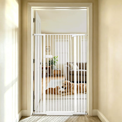 Extra Tall Cat Gate 55.12" High 26.18"-29.91" Wide Pet Gate Black | Dog Gate for Doorway Hallway Stairs Pressure Mounted Extra Wide 1.37" Gap No Drilling Auto-Close One-Handed Operation