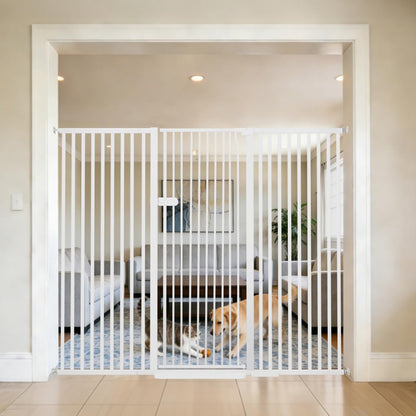 Extra Tall Cat Gate 55.12" High 26.18"-29.91" Wide Pet Gate Black | Dog Gate for Doorway Hallway Stairs Pressure Mounted Extra Wide 1.37" Gap No Drilling Auto-Close One-Handed Operation