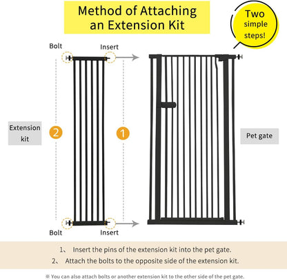 Extra Tall Cat Gate 55.12" High 26.18"-29.91" Wide Pet Gate Black | Dog Gate for Doorway Hallway Stairs Pressure Mounted Extra Wide 1.37" Gap No Drilling Auto-Close One-Handed Operation