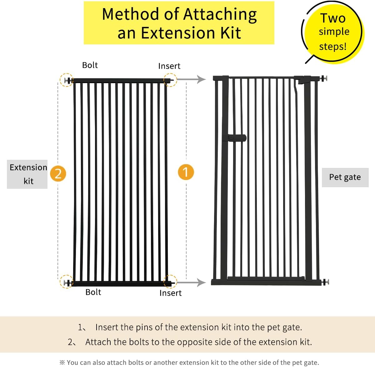 Extra Tall Cat Gate 55.12" High 26.18"-29.91" Wide Pet Gate Black | Dog Gate for Doorway Hallway Stairs Pressure Mounted Extra Wide 1.37" Gap No Drilling Auto-Close One-Handed Operation
