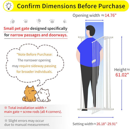 Extra Tall Cat Gate 55.12" High 26.18"-29.91" Wide Pet Gate Black | Dog Gate for Doorway Hallway Stairs Pressure Mounted Extra Wide 1.37" Gap No Drilling Auto-Close One-Handed Operation