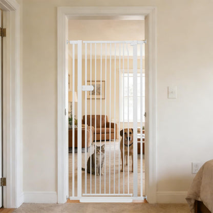 Extra Tall Cat Gate 55.12" High 26.18"-29.91" Wide Pet Gate Black | Dog Gate for Doorway Hallway Stairs Pressure Mounted Extra Wide 1.37" Gap No Drilling Auto-Close One-Handed Operation