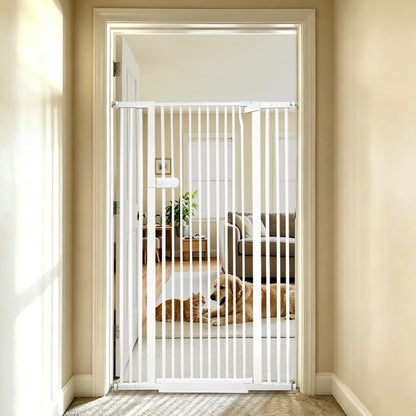 Extra Tall Cat Gate 55.12" High 26.18"-29.91" Wide Pet Gate Black | Dog Gate for Doorway Hallway Stairs Pressure Mounted Extra Wide 1.37" Gap No Drilling Auto-Close One-Handed Operation