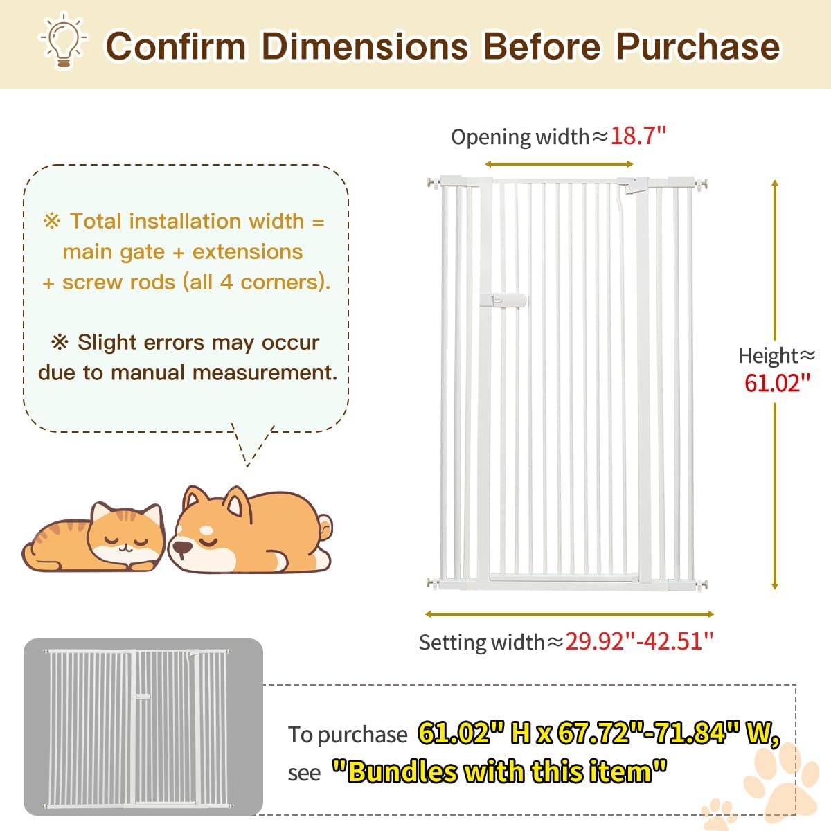 Extra Tall Cat Gate 55.12" High 26.18"-29.91" Wide Pet Gate Black | Dog Gate for Doorway Hallway Stairs Pressure Mounted Extra Wide 1.37" Gap No Drilling Auto-Close One-Handed Operation