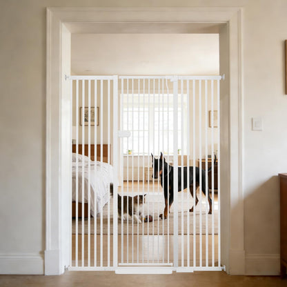 Extra Tall Cat Gate 55.12" High 26.18"-29.91" Wide Pet Gate Black | Dog Gate for Doorway Hallway Stairs Pressure Mounted Extra Wide 1.37" Gap No Drilling Auto-Close One-Handed Operation