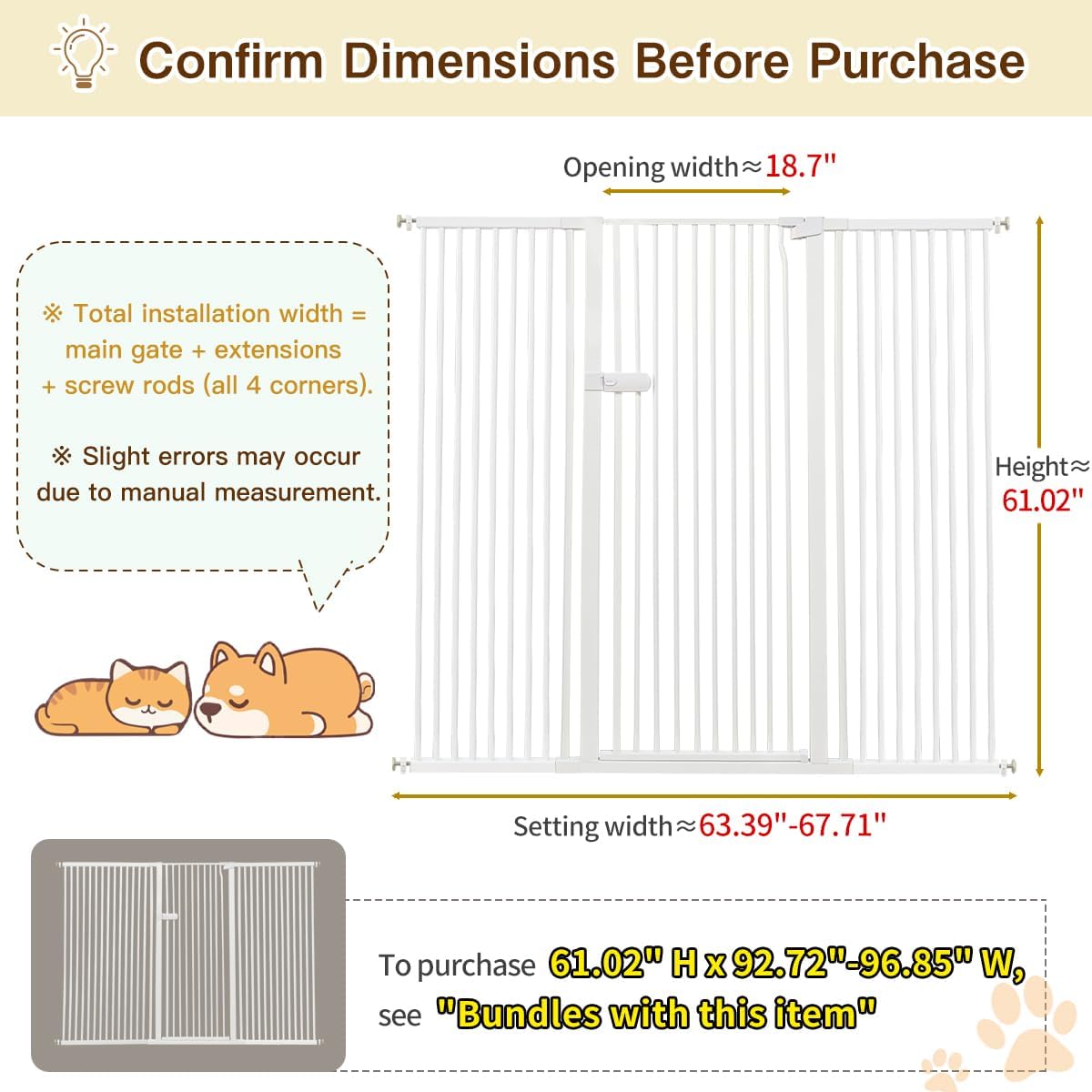 Extra Tall Cat Gate 55.12" High 26.18"-29.91" Wide Pet Gate Black | Dog Gate for Doorway Hallway Stairs Pressure Mounted Extra Wide 1.37" Gap No Drilling Auto-Close One-Handed Operation