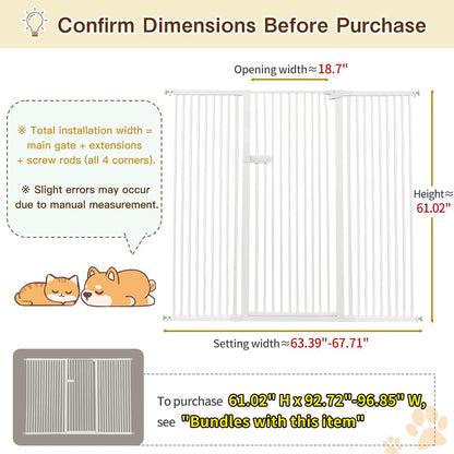 Extra Tall Cat Gate 55.12" High 26.18"-29.91" Wide Pet Gate Black | Dog Gate for Doorway Hallway Stairs Pressure Mounted Extra Wide 1.37" Gap No Drilling Auto-Close One-Handed Operation