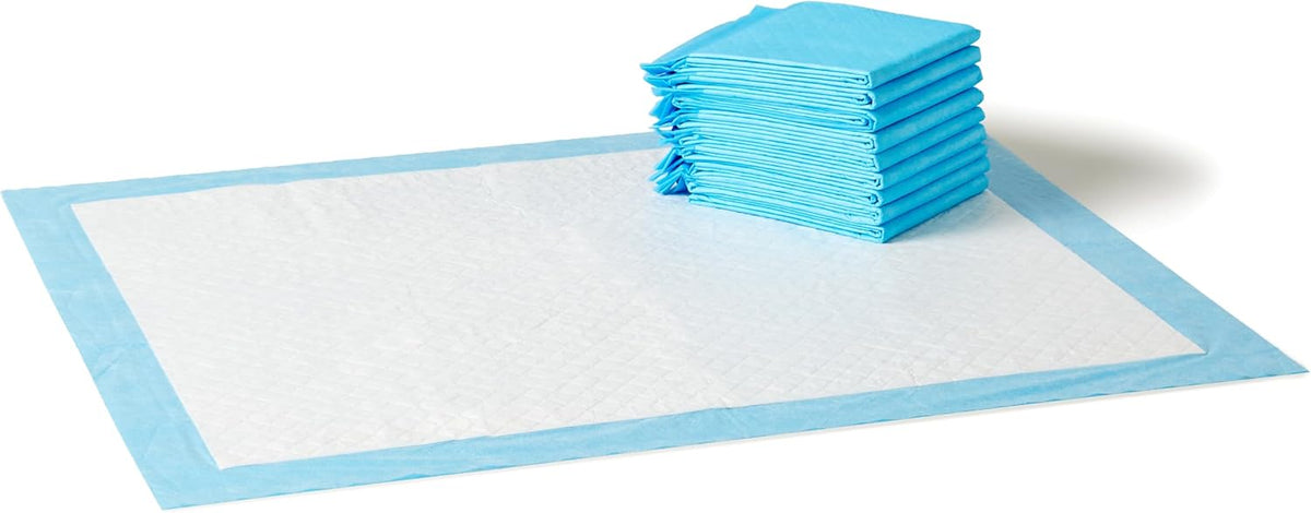 Heavy Duty Dog and Puppy Pee Pads, Leak-Proof 5-Layer Super Absorbent, Quick-Dry Surface for Potty Training and Housebreaking, Giant Size, 27.5 x 44 Inch, Blue & White, 30-Pack