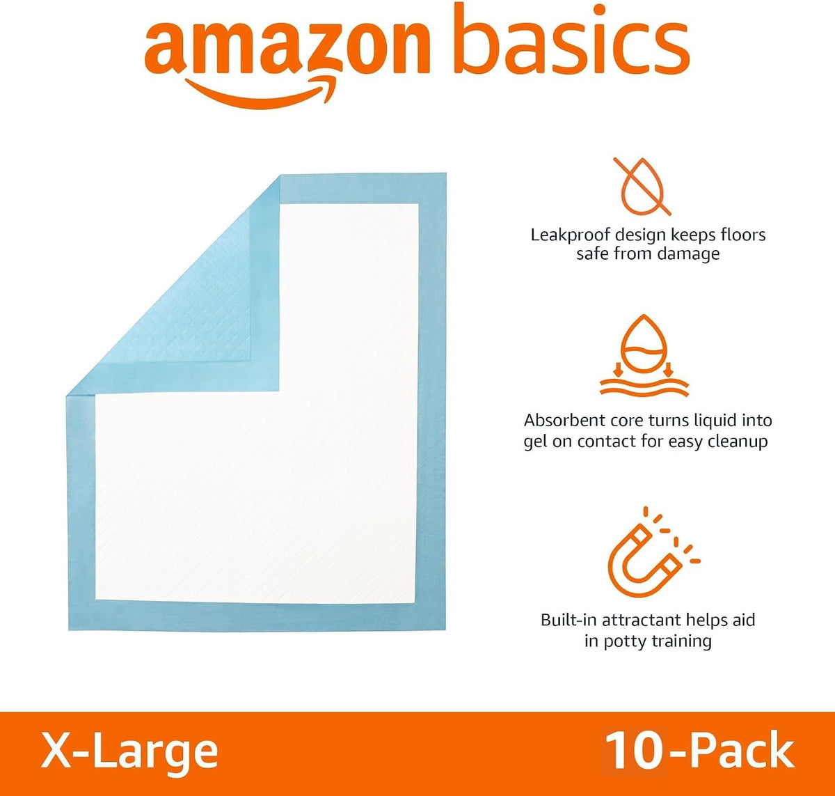 Heavy Duty Dog and Puppy Pee Pads, Leak-Proof 5-Layer Super Absorbent, Quick-Dry Surface for Potty Training and Housebreaking, Giant Size, 27.5 x 44 Inch, Blue & White, 30-Pack